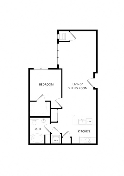 Floor plan for 1 bed, 1 bath, 824 sqft
